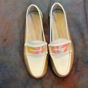 Iridescent White Weejuns Loafers